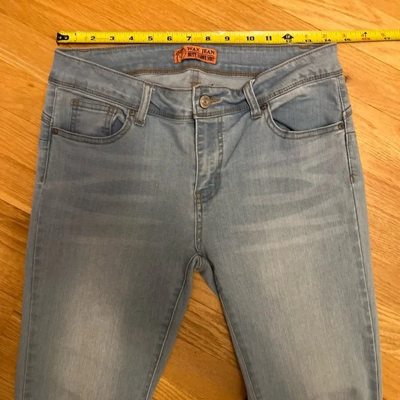 Ladies Juniors Size 11 Wax Jean Butt I Love You Light Blue Skinny Jeans GUC - Picture 4 of 7